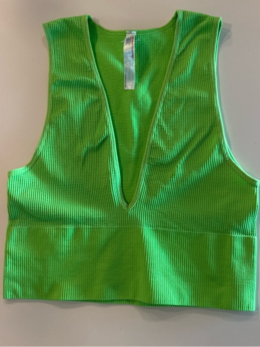 Urban outfitters Deep V-Neck Ribbed Crop Tank Top - Green